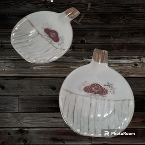 Vintage Handheld Stackable Glass Ashtrays lot of 2